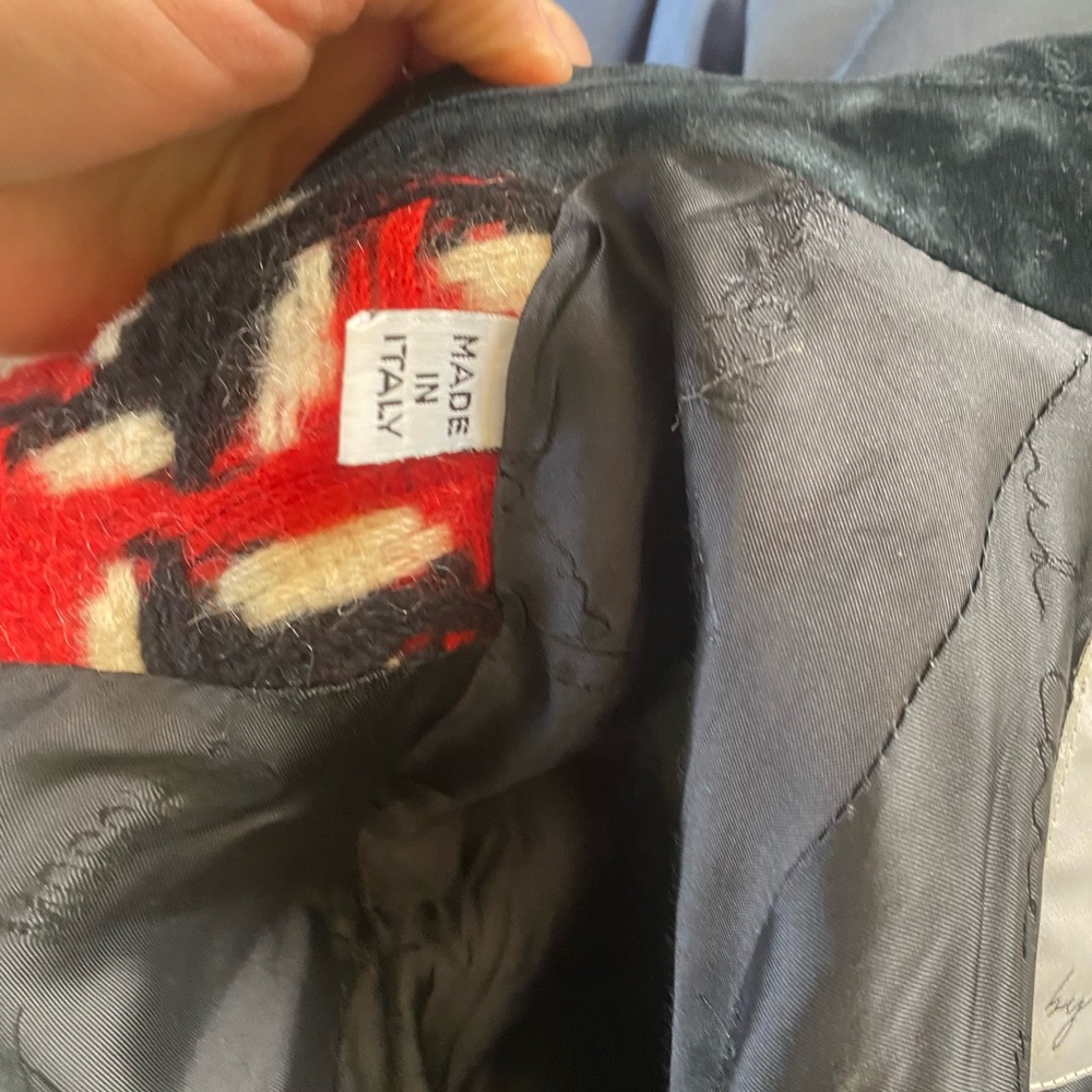 Vintage Moschino Cheap & Chic black white red plaid wool mohair coat Nanny Fran - Picture 7 of 13
